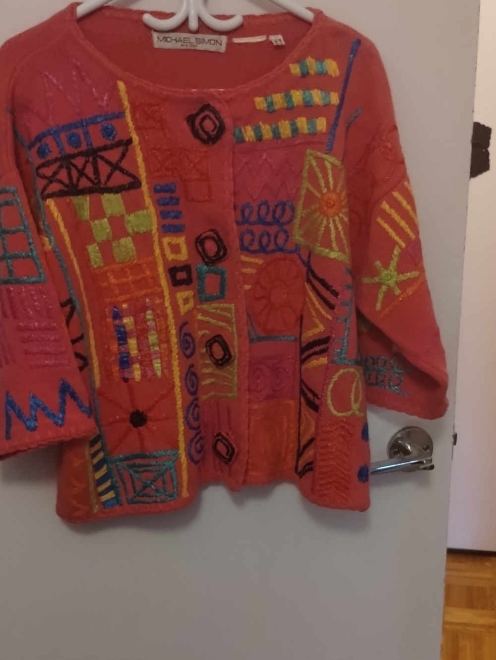 Michael Simon Coral Embroidered Sweater
